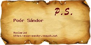 Poór Sándor névjegykártya